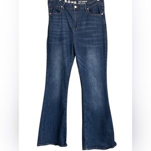 S.O.N.G. 15/32 ✨ lace up back fit n flare Women's Blue Flared Jeans EUC